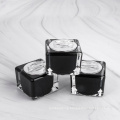 In Stock 10g Luxury Square Double Wall Plastic Matte Black Cosmetic Jars with Black Lid